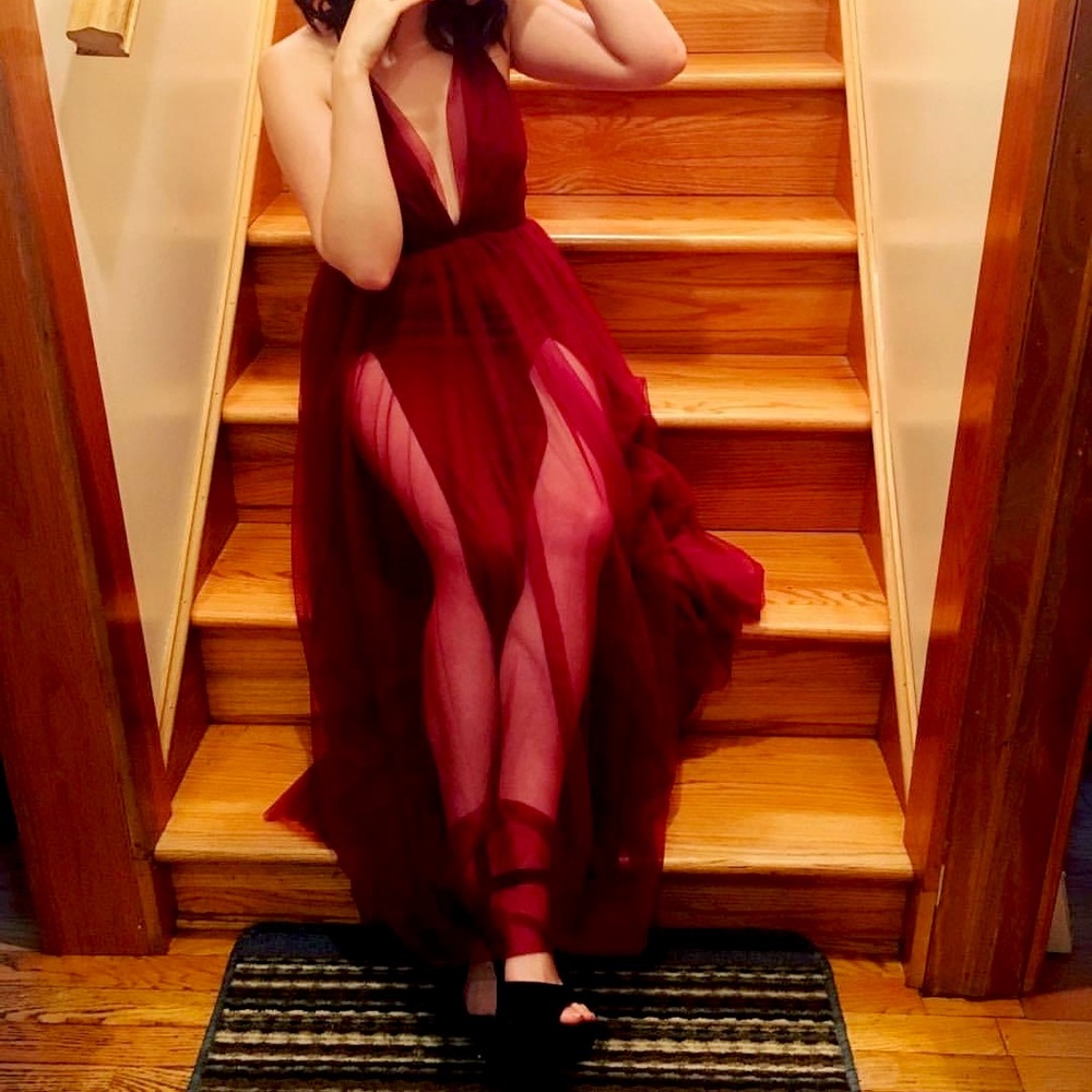 formal long prom homecoming formal dress red size medium promgirl